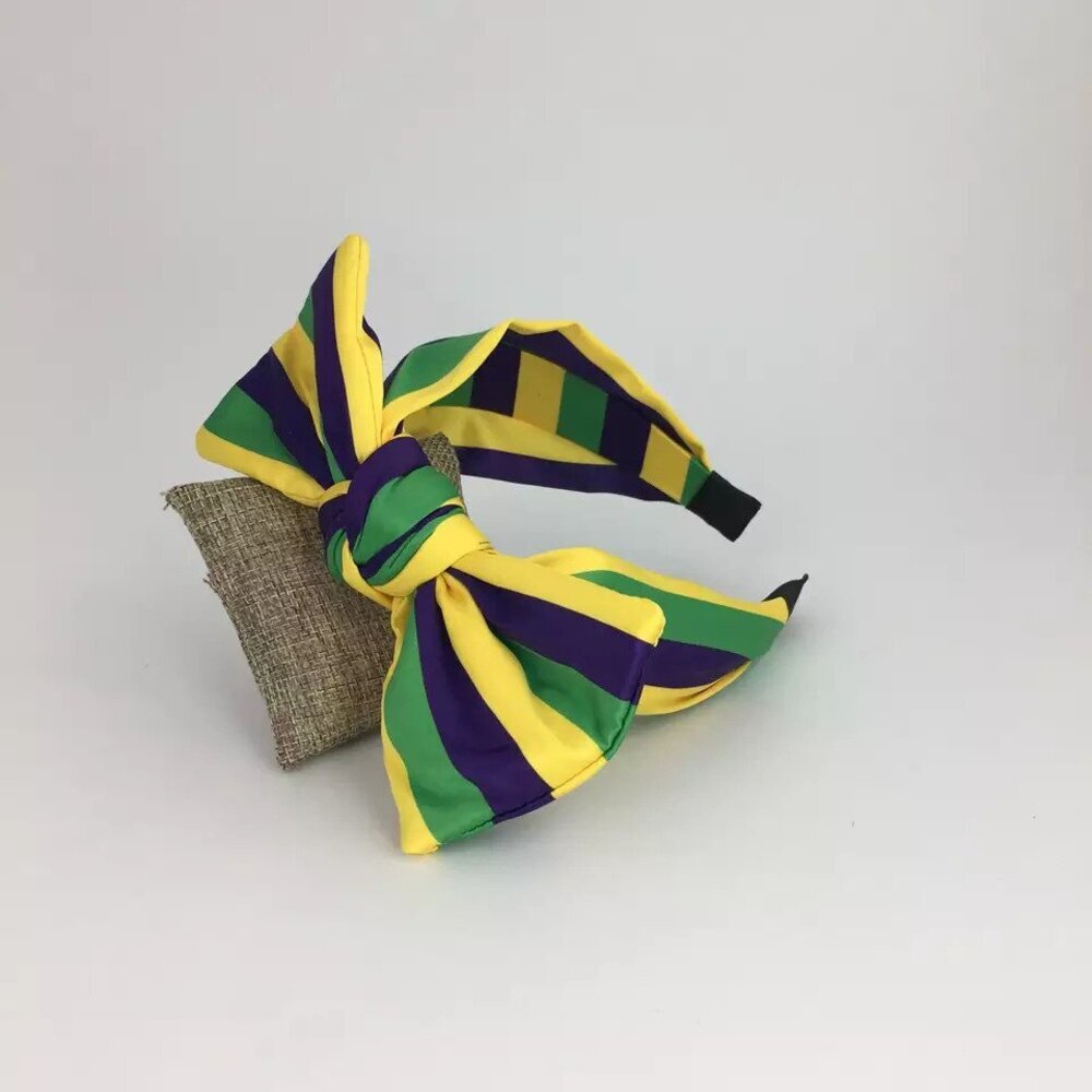 Mardi Gras Satin Knot Headband